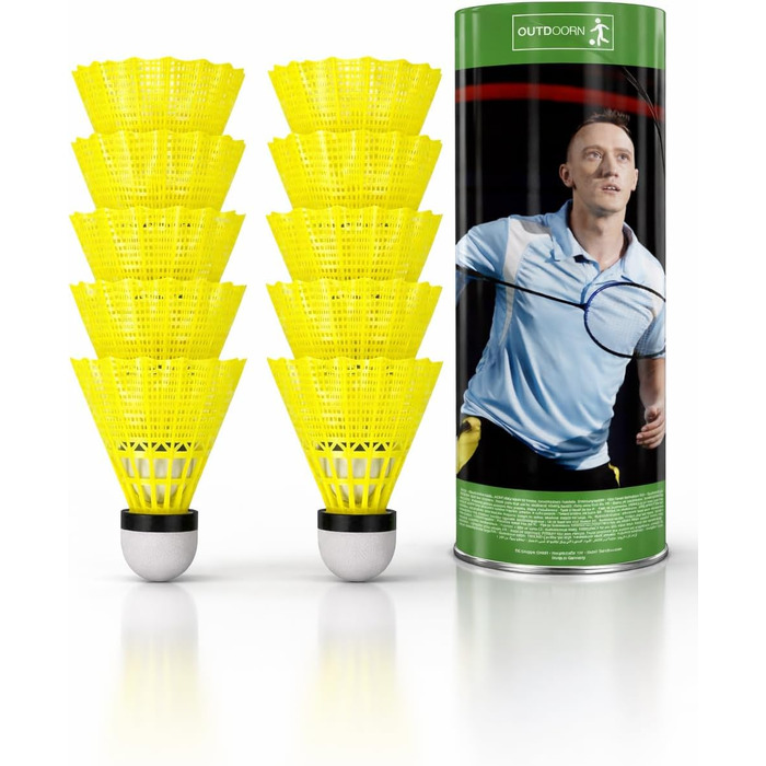 Жовті воланчики для бадмінтону: для тренувань та змагань. 12 шт.