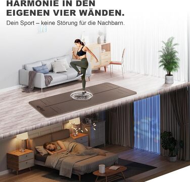 Килимок для йоги та пілатеса з еко-каучуку та TPE, протиковзкий, з лініями розмітки та ременем для перенесення, коричневий, 4мм