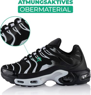 Спортивні кросівки для жінок та чоловіків, амортизація, легкі бігові кросівки (42 EU, чорний та білий)