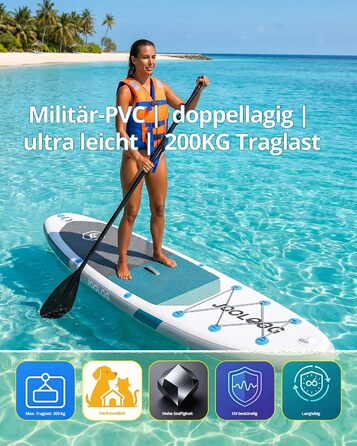 SUP дошка для плавання стоячи Premium Allround 320x81x15 см, до 200 кг, з сидінням, для 2-х осіб (біло-блакитний)
