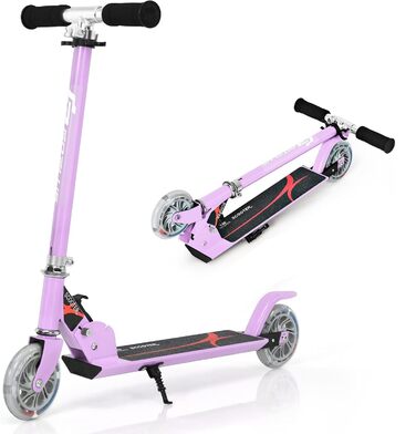 Дитячий ролер GOPLUS Roller Kinder 4 роки з LED-колесами, гальмом та підніжкою, регульований, алюмінієвий, до 70 кг