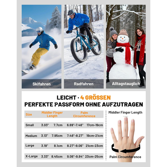 Водонепроникні зимові рукавички GXCROR для чоловіків та жінок, з підтримкою сенсорного екрану, утеплені Thinsulate, для катання на лижах, велосипеді, прибирання снігу та робіт на відкритому повітрі, до -20°C, термоізоляція (S)