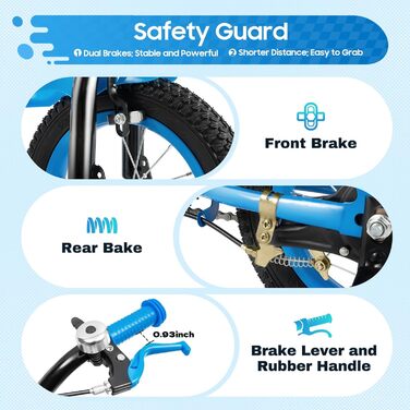 Дитячий велосипед 12 дюймів з додатковими колесами. Підходить для хлопчиків та дівчаток 3-6 років. Висота регулюється. Синій колір.