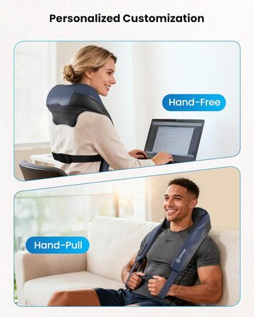 Масажер для шиї та плечей Comfier 2026 з графеновим підігрівом, 4D Shiatsu, бездротовий, для глибокого масажу шиї, плечей та спини, подарунок для жінок та чоловіків, темно-синій