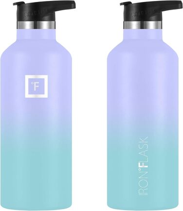 Термос IRON °FLASK 950 мл з трубочкою, вакуумна пляшка з нержавіючої сталі для води, гарячого й холодного, подвійні стінки, 3 кришки, Cotton Candy