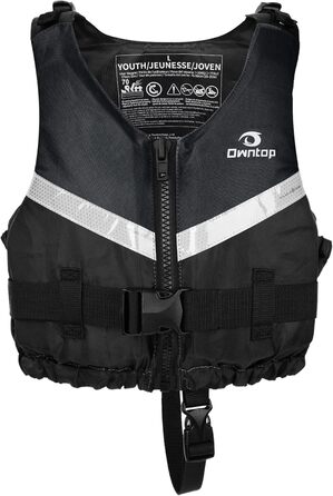 Рятувальний жилет Owntop для дорослих (XL/XXL, 70+ кг) – унісекс, для каякінгу, риболовлі, вітрильного спорту та водних видів спорту, чорний