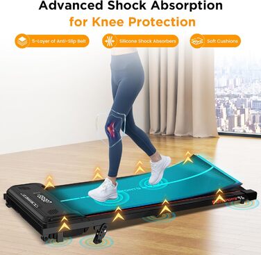 CITYSPORTS Біговий тренажер з нахилом 10%, електричний біговий килимок для дому та офісу, швидкість 1-6 км/год, 440W тихий мотор, LED-дисплей, Bluetooth, амортизація, вантажопідйомність 110 кг