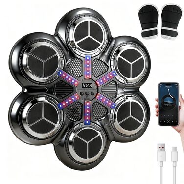 Музична боксерська машина для тренувань: Bluetooth, світлові ефекти, 3 режими, підрахунок ударів (81353)