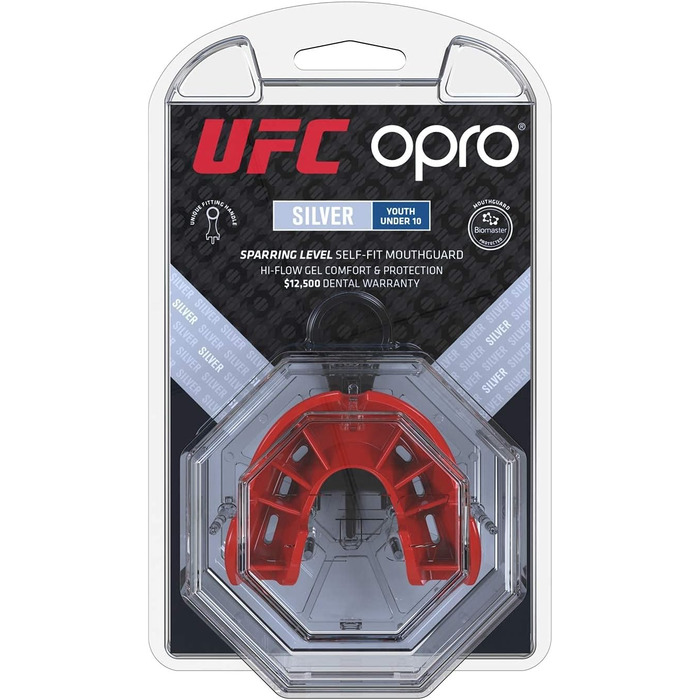 Захисний капу OPRO UFC Silver Junior чорний/червоний для MMA, BJJ, боксу та інших єдиноборств
