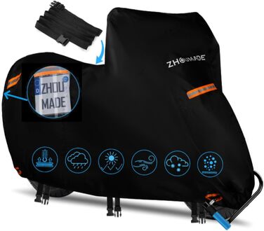 Водонепроникний чохол для мотоцикла Mini Motorrad Abdeckplane Outdoor, 420D Oxford, з відбиваючими смугами, сумісний з Honda Grom, MSX125, Navi, Monkey 125, ролер 50cc (175x66x110cm)