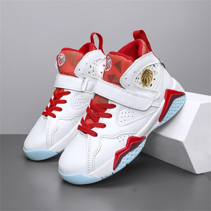 Баскетбольні кросівки Kinder: для хлопчиків та дівчаток, високі, антиковзаючі, унісекс (37 EU, білий)