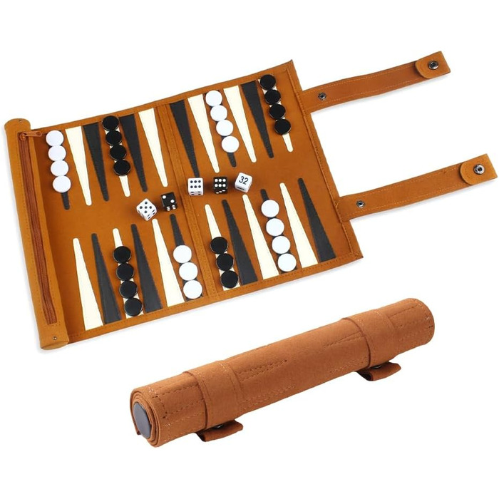 Набір для гри в шашки та нарди JOAASU, 25x35 см, шкіряний, для дорослих та дітей, ідеально для подорожей та кемпінгу