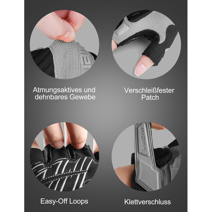 Рукавички INBIKE напівпальцеві гнучкі для велоспорту, крос-кантрі, фітнесу, тренувань та скелелазіння з захисними вставками TPR та SCR, H010, зелені (сірі, M)