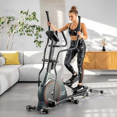 Еліптичний тренажер Hop-Sport HS-095CF з килимком, 30 кг маховик, макс. вага 135 кг, сірий
