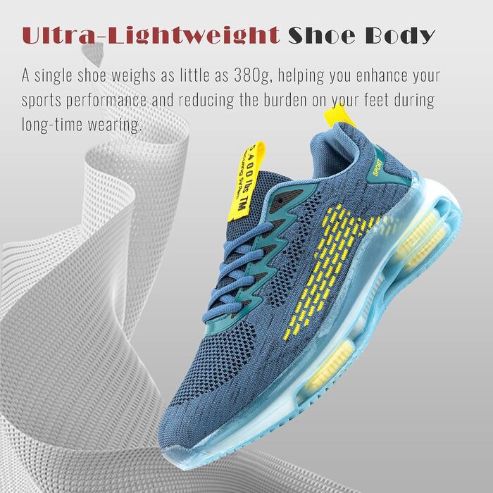 Кросівки чоловічі Hitmars з повітряною подушкою, розмір 39-48, блакитні, 45 EU