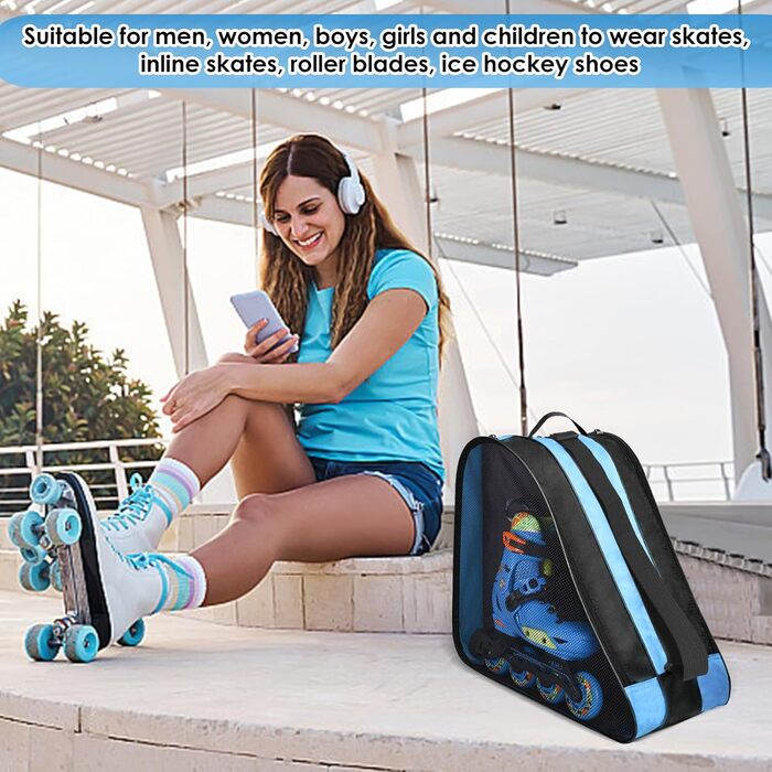 Сумка для роликів, ковзанів та скейтборду (блакитна) - дитяча сумка для спорту