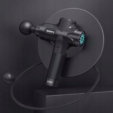Професійний перкусійний масажер WELLMI MG04ULTRA BLACK, чорний, 12 насадок
