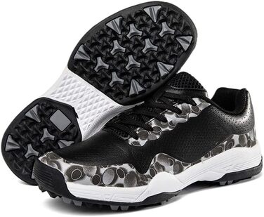 Гольф-взуття для чоловіків та жінок. Водонепроникні та дихаючі кросівки для гольфу зі штифтами. Зручне спортивне взуття, розміри 36-46 EU (Чорний, 43 EU)
