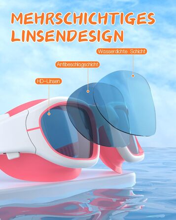 Дитячі окуляри для плавання, маски для снорклінгу для дітей 6-14 років, антизапітніння, захист від УФ, без витоку, широке поле зору, окуляри для плавання для хлопчиків та дівчаток білого та оранжевого кольорів