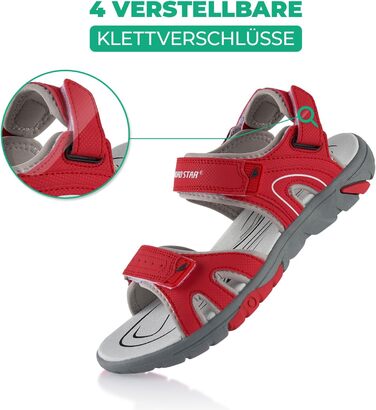 Трекінгові сандалії Fusskleidung для жінок та чоловіків, легке літнє взуття з міцною прогумованою підошвою, червоно-сірі, розмір 39 EU