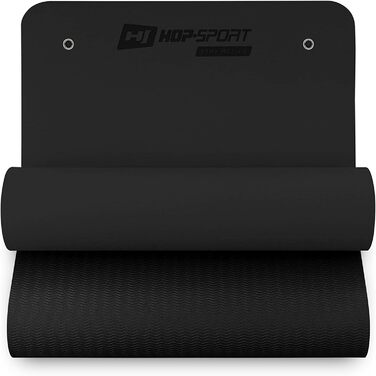 Йога мат Hop-Sport - фітнес килимок з отворами, 0,8 см товщина, TPE матеріал, для йоги, пілатесу та спорту вдома - легкий, водостійкий та гнучкий (чорний)