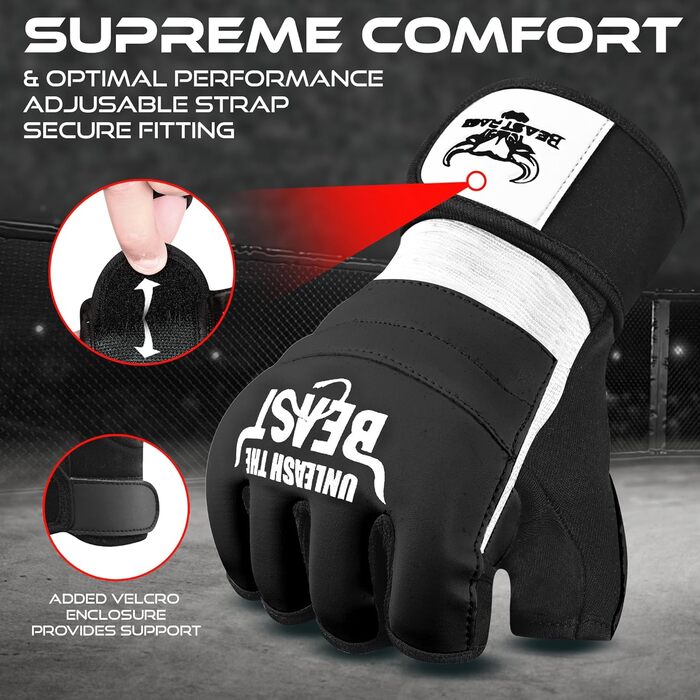 Боксерські рукавички BEAST RAGE для кікбоксингу, карате, тайського боксу (XXL, білий/чорний)