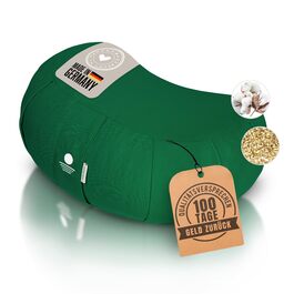 Зігзафкуш для медитації Inner Peace | Йога-подушка з екологічної дінкової наповнювачем | Подушка для медитації у формі півмісяця | Зроблено в Німеччині | Зручний знімний чохол з 100% органічної бавовни (лісово-зелений)