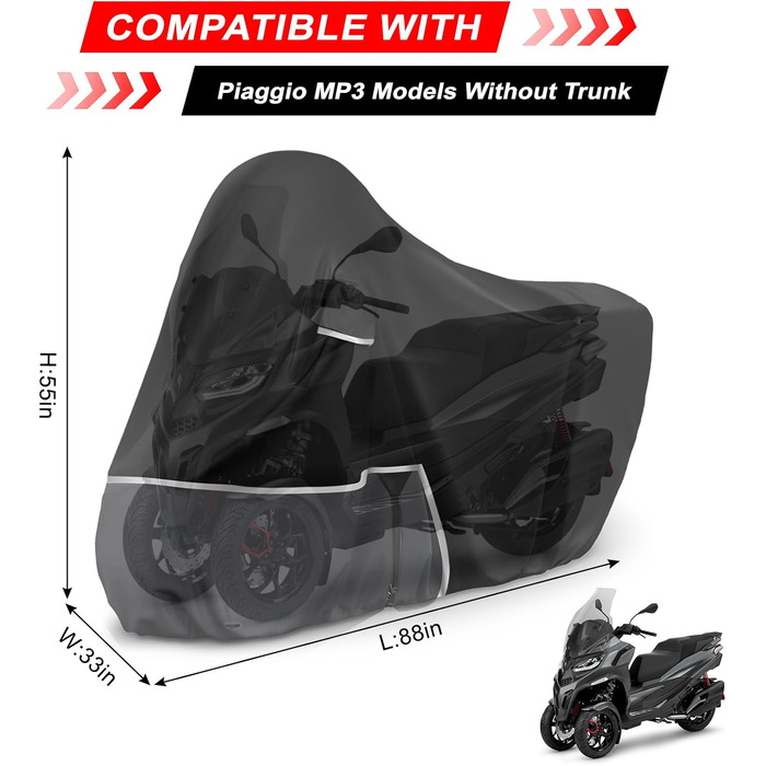 Водонепроникний чохол для мотоцикла Piaggio Vespa GTV GTS GT 60/125/200/250/300, захисний тент з тканини 420D Oxford, чорно-сірий