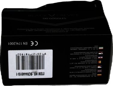 Лижна маска Black Crevice для дорослих, унісекс, сферичні лінзи, чорна з червоним дзеркальним покриттям