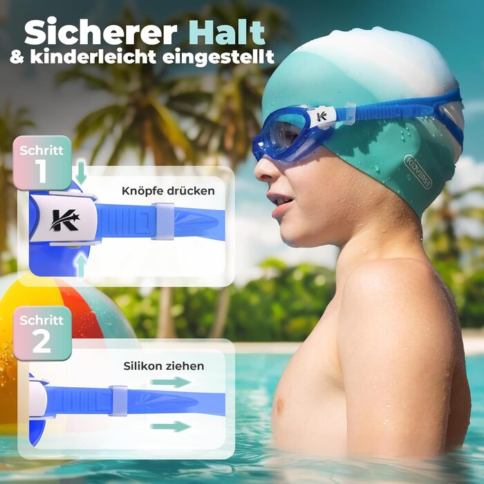 Дитячі окуляри для плавання Kidverse 6-16 років з UV захистом та антизапітнінням (блакитні)