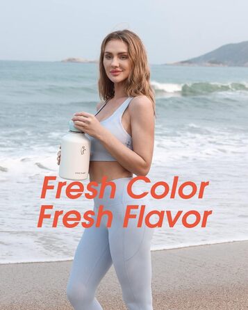 Coolflask пляшка для води 2 л з нержавіючої сталі з PU-чохлом, термос з металу із кришкою зі соломинкою, тримає холод 48 годин, гаряче 24 години, небесно-блакитна