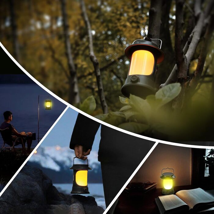 LED кемпінгова лампа-ліхтар у ретро стилі, регульована яскравість, тепле світло, для кемпінгу, саду, надзвичайних ситуацій, USB-зарядка