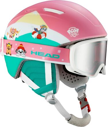 Дитячий лижний та сноуборд шолом Head MOJO PAW з окулярами, дизайн Paw Patrol, рожево-бірюзовий, розмір XXS