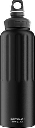SIGG Алюмінієва пляшка для води Traveller 1,5 л, чорна, для газованих напоїв, герметична, легка, BPA-free, кліматично нейтральна
