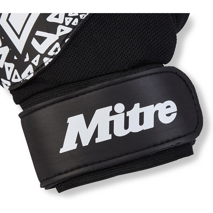 Воротарські рукавички Mitre Magnetite, футбольні, високий комфорт, чорні/сині/жовті, розмір 10/9, чорні/білі