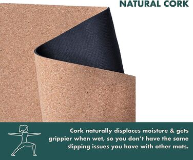 Килимок для йоги GURUS з корку, неслизький, товстий, для дому та фітнесу