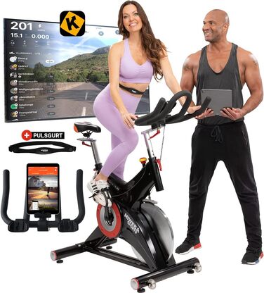 Велотренажер Miweba Sports Profi MS500 для дому, 25 кг маховик, навантаження до 150 кг, пульсомір, плавне регулювання опору, спінбайк, ергометр