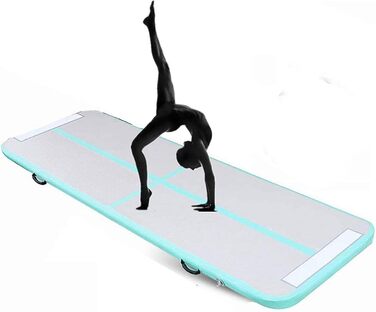 Гімнастичний повітряний мат Air Track для tumbling та йоги з електричним насосом, водонепроникний килимок для тренувань вдома та на вулиці (Зелений, 500x100x10 см)