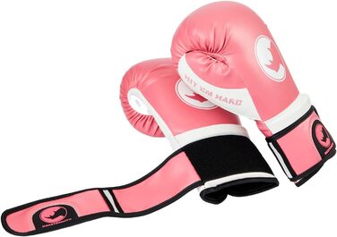 Боксерські рукавички MAXSTRENGTH для спарингів і тренувань, Муай Тай, ММА, кікбоксингу, жіночі та чоловічі, 14 унцій (397 г), рожево-білі
