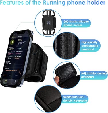 Спортивний браслет для телефону Cikyner: зручний тримач для iPhone та Android (4.5-7'') для бігу, тренувань та прогулянок