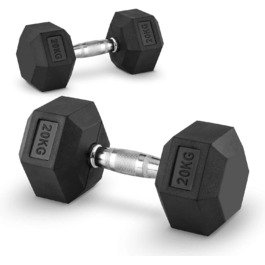 Гантель Technofit Hex 20 кг, шестигранна гумова, для фітнесу та бодібілдингу