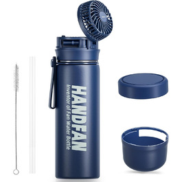 Спортивна термобутилка HandFan 710 мл, нержавіюча сталь, BPA Free, герметична, для води та напоїв з газом, для велоспорту, школи та фітнесу, синя