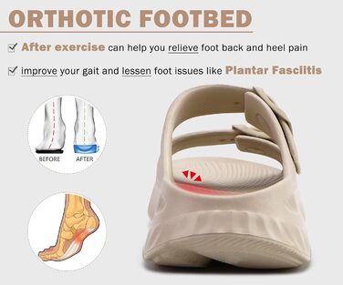 Жіночі сандалії KuaiLu для відновлення, спортивні слайдери з підтримкою склепіння стопи, ортопедичні, для фасціїту п'яткової кістки, товсті літні сандалії (бежеві, 38 EU)