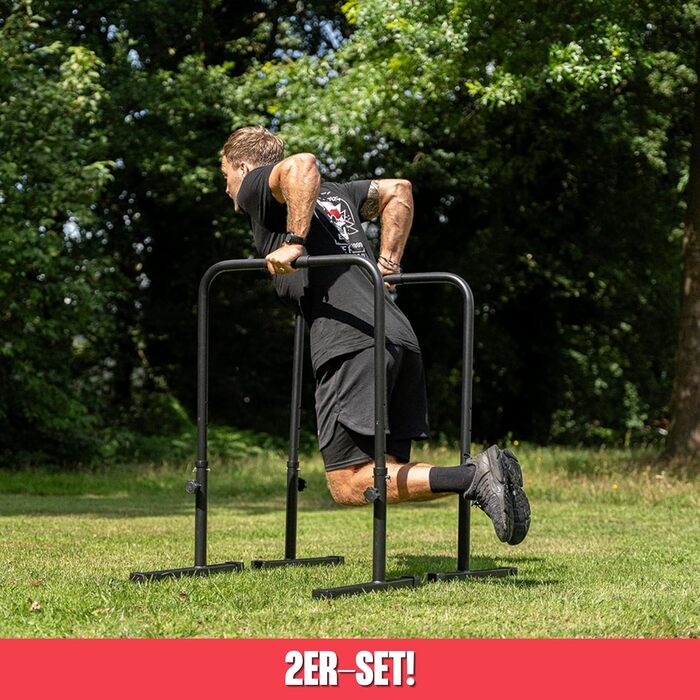 MATCHU Регульовані турніки для віджимань (паралелетки) - 75-103 см, сталь, чорний