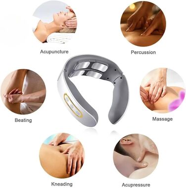 Масажер для шиї Neurotex Lefaya Nurotex 11-в-1: бездротовий, з підігрівом 42°C, 9 рівнів інтенсивності та 6 режимів, електричні імпульси проти болю та напруги (червоний)