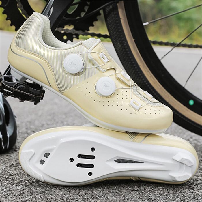 Велотуфлі чоловічі та жіночі SPD, SPD-SL, Look Delta: MTB, шосе, крос-кантрі. Дихаючі, універсальні, білі (шампань, 45 EU)