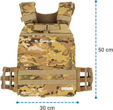 Capital Sports Battlevest 2.0: Вага жилет для тренувань - жилет з вагою, комфортний, з оптимальною підкладкою, 8.0 кг або 13.2 кг, камуфляж, чорний або оливковий (8.0 кг, камуфляж)