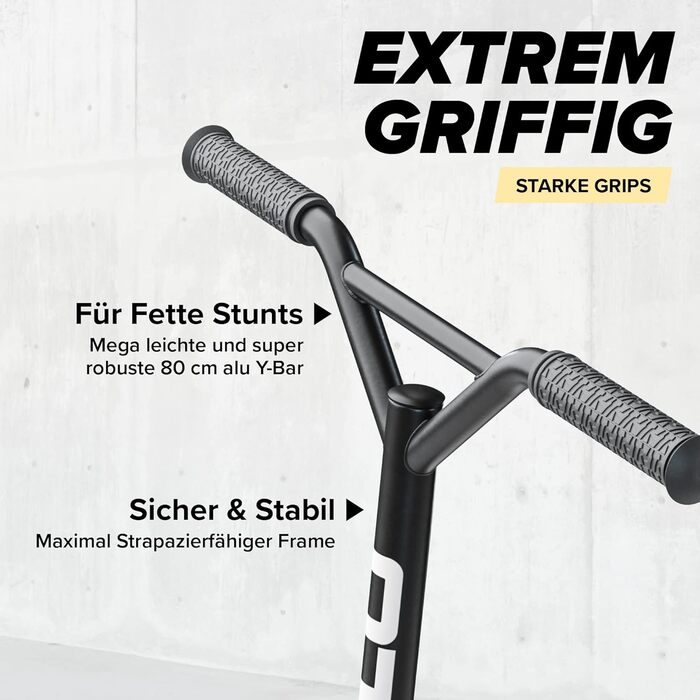 Скутер Apollo Genius Pro 4.0: міцний дитячий трюковий скутер для стрибків та катання містом | ABEC 9 підшипники, чорний/золотий