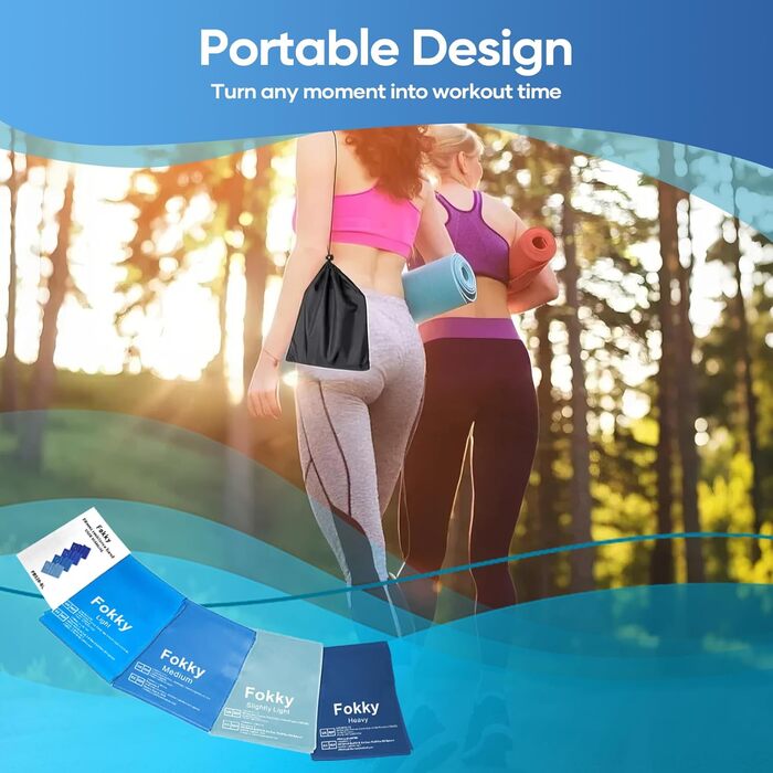 Фітнес-гумки Fokky 4 шт., еластичні стрічки для фітнесу, йоги, пілатесу, для тренувань та м'язового розвитку (синій, зелений, червоний, жовтий)