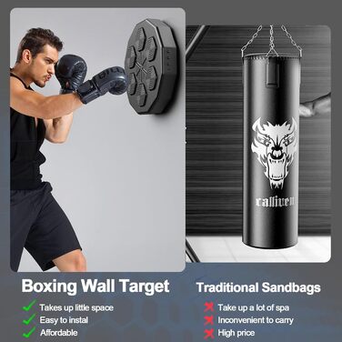 Боксерський мішок для стіни Forhome з підсвічуванням LED, Bluetooth, 9 режимів швидкості та підсвічуванням, професійний, чорний